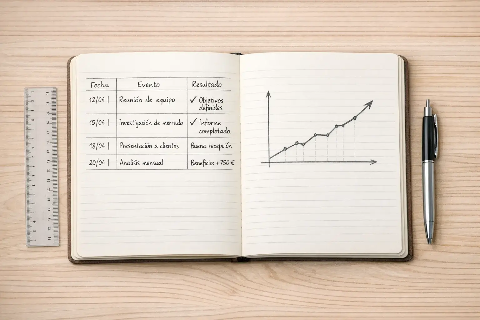 Libreta con registro detallado de apuestas y resultados