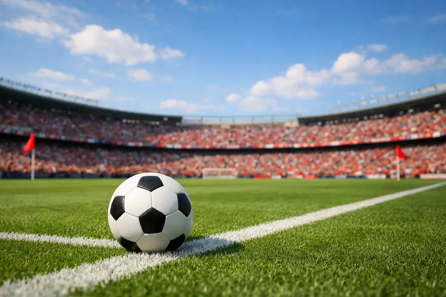 Campo de f&uacute;tbol de estadio espa&ntilde;ol durante partido de LaLiga
